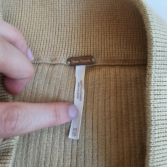 Free People Knit Tan Ribbed Midi Skirt - size XS - Picture 4 of 6